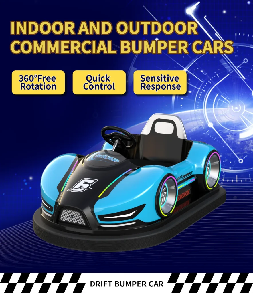 Blue fiberglass kiddie kidzone electric bumper cars with anti-collision system for OEM wholesale supply