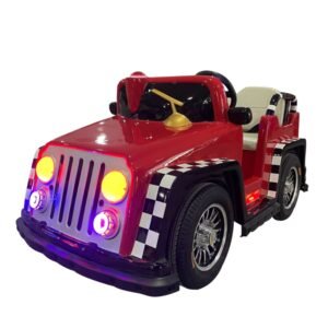 Cartoon-themed functional square car for kids - Red Jeep