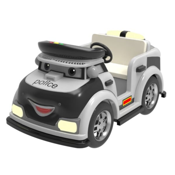 Cartoon-themed functional square car for kids - black police car