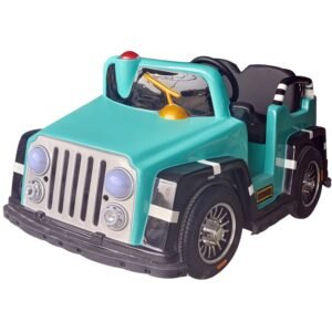 Cartoon-themed functional square car for kids - blue Jeep