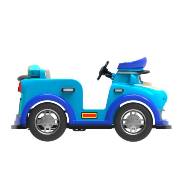 Cartoon-themed functional square car for kids - blue police car - Image 3