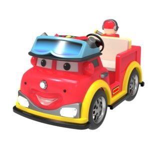 Cartoon-themed functional square car for kids - fire truck