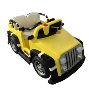 Cartoon-themed functional square car for kids - yellow Jeep