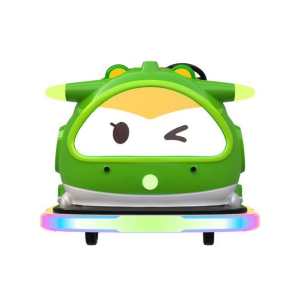 Children's Cartoon Park LED Aofei Square Car - Green - Image 4