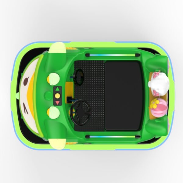 Children's Cartoon Park LED Aofei Square Car - Green - Image 3