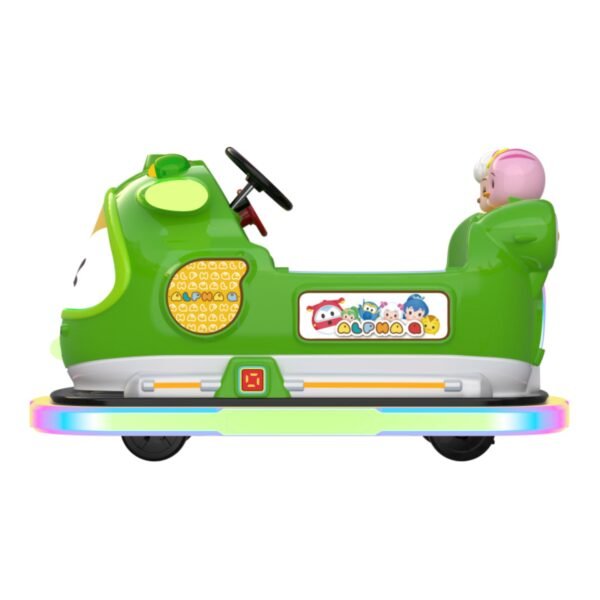 Children's Cartoon Park LED Aofei Square Car - Green - Image 2