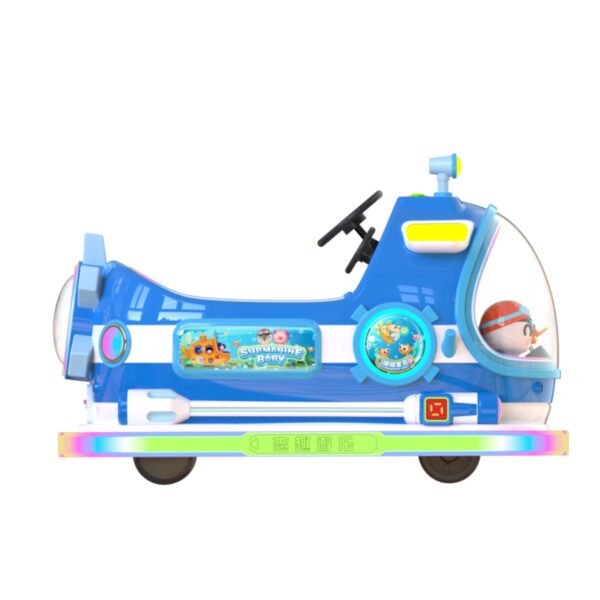 Submarine-themed square bumper cars for kids - blue - Image 4