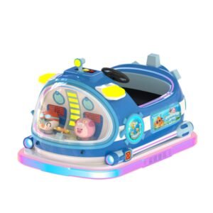 Submarine-themed square bumper cars for kids - blue