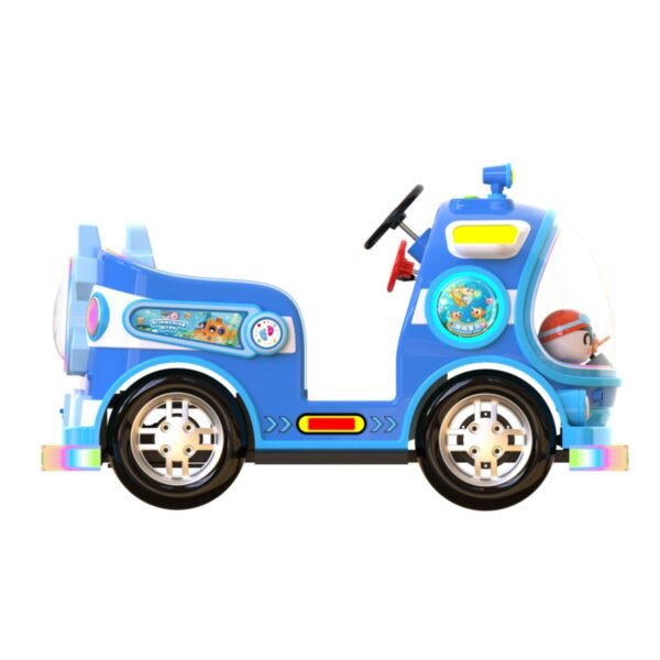 Submarine-themed square bumper cars for kids - blue large tires - Image 5