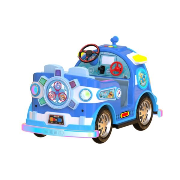 Submarine-themed square bumper cars for kids - blue large tires - Image 7