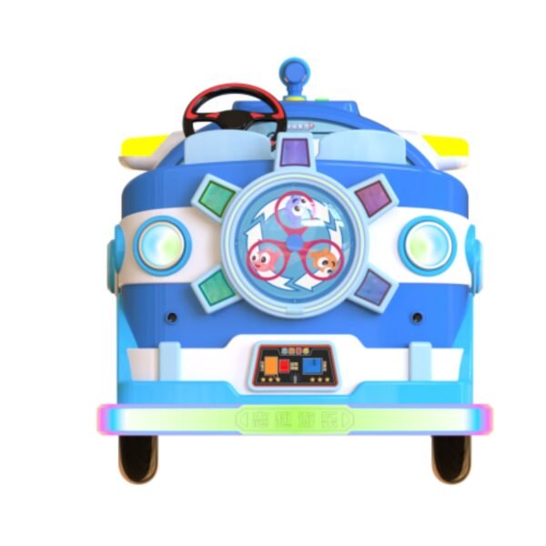 Submarine-themed square bumper cars for kids - blue large tires - Image 3