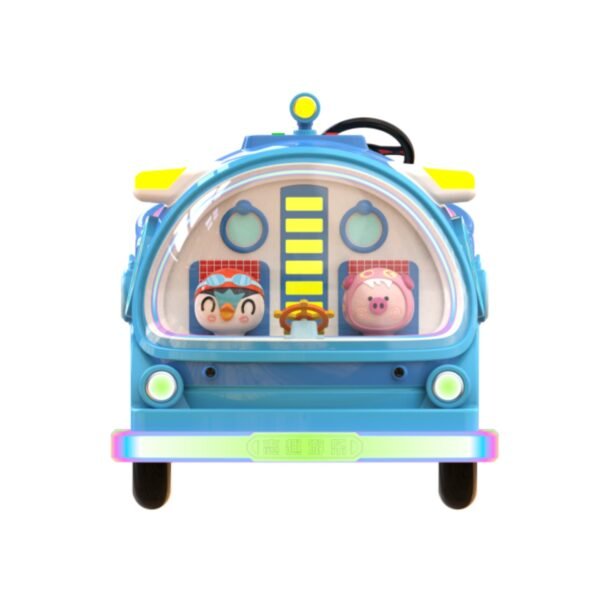 Submarine-themed square bumper cars for kids - blue large tires - Image 6