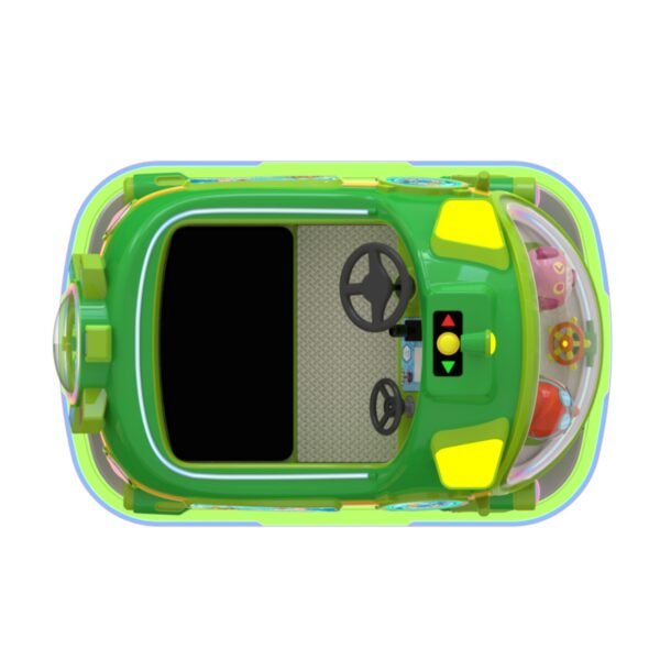 Amusement bumper cars with submarine theme, fiberglass body, and LED illumination