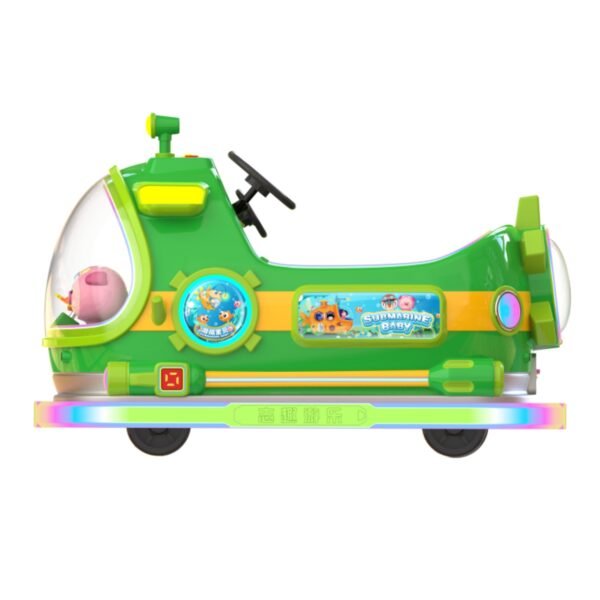 Indoor/outdoor bumper cars submarine-style fiberglass body with LED strips