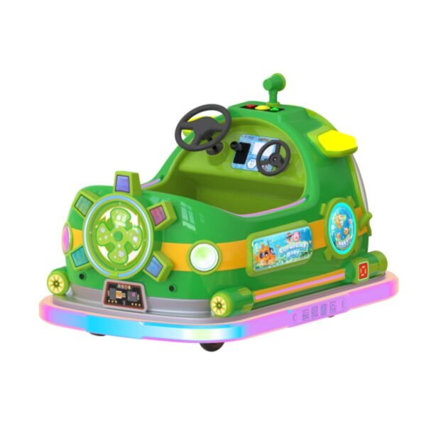 Bumper car ride submarine-themed fiberglass body with LED lighting