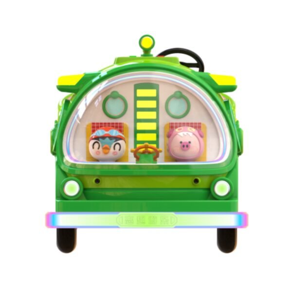 Submarine-themed square bumper cars for kids - green large tires - Image 7