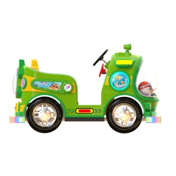 Submarine-themed square bumper cars for kids - green large tires - Image 6