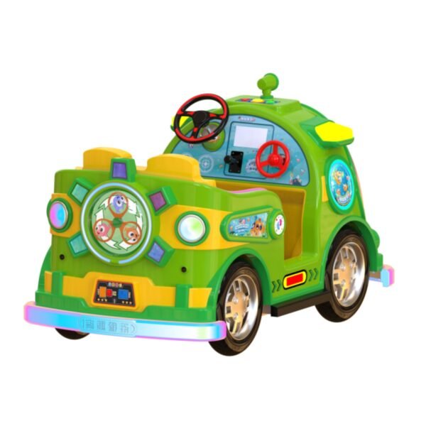 Submarine-themed square bumper cars for kids - green large tires - Image 4