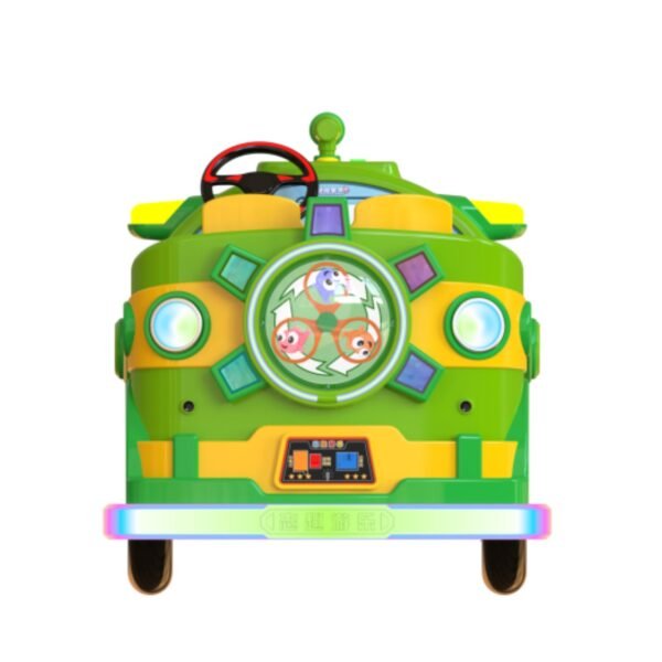 Submarine-themed square bumper cars for kids - green large tires - Image 3