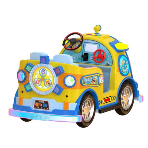 Submarine-themed square bumper cars for kids - yellow large tires - Image 7