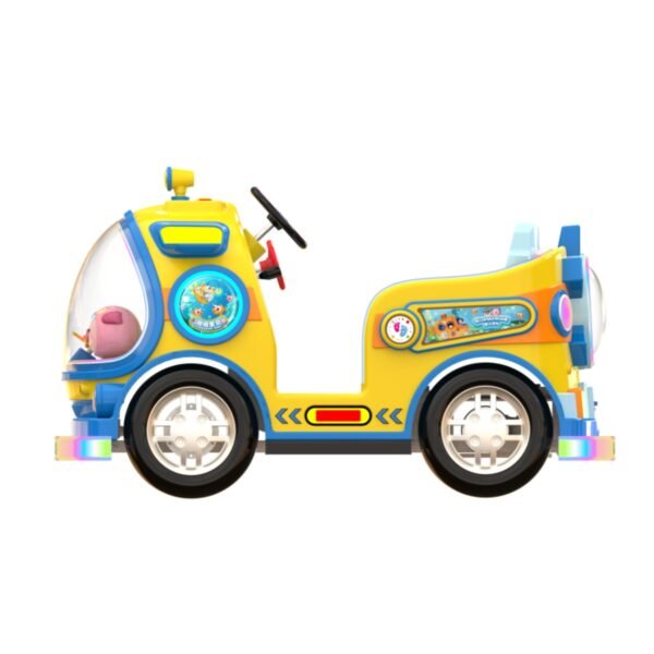 Submarine-themed square bumper cars for kids - yellow large tires - Image 6
