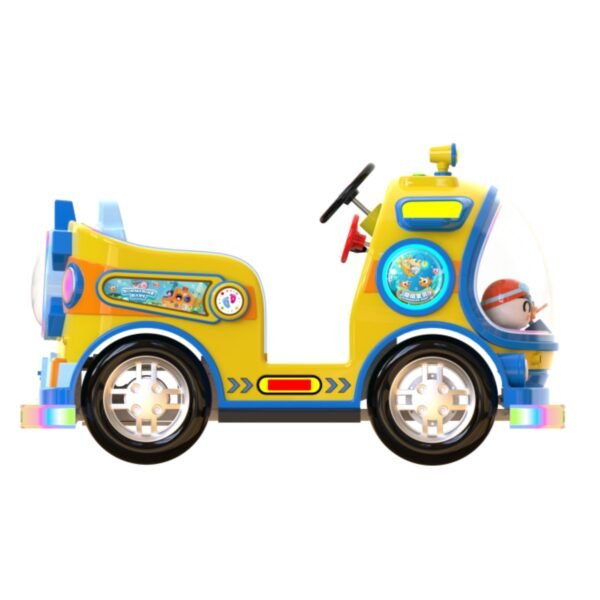 Submarine-themed square bumper cars for kids - yellow large tires - Image 5
